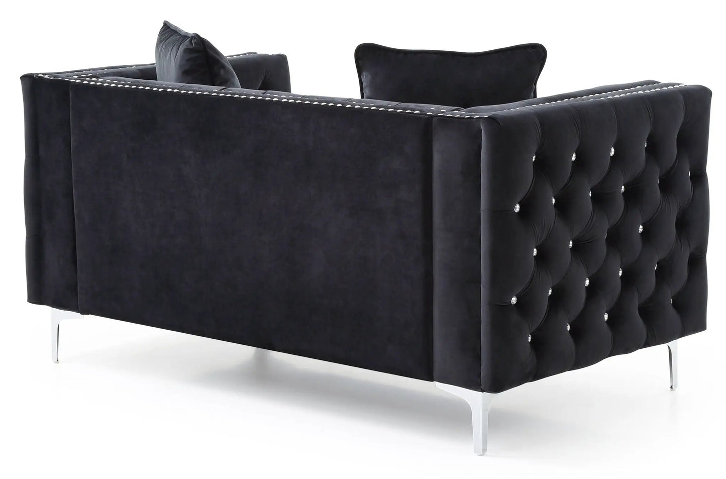 Elegant Track Arm Loveseat in black velvet with tufted sides by Unique Piece Furniture on Tampa Home & Garden Store