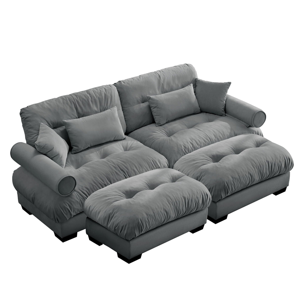 Super Comfort modular sectional sofa with movable ottoman, gray fabric, 2pc on Tampa Home & Garden Store