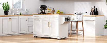 Rolling Kitchen Island With Vintage White Drawers