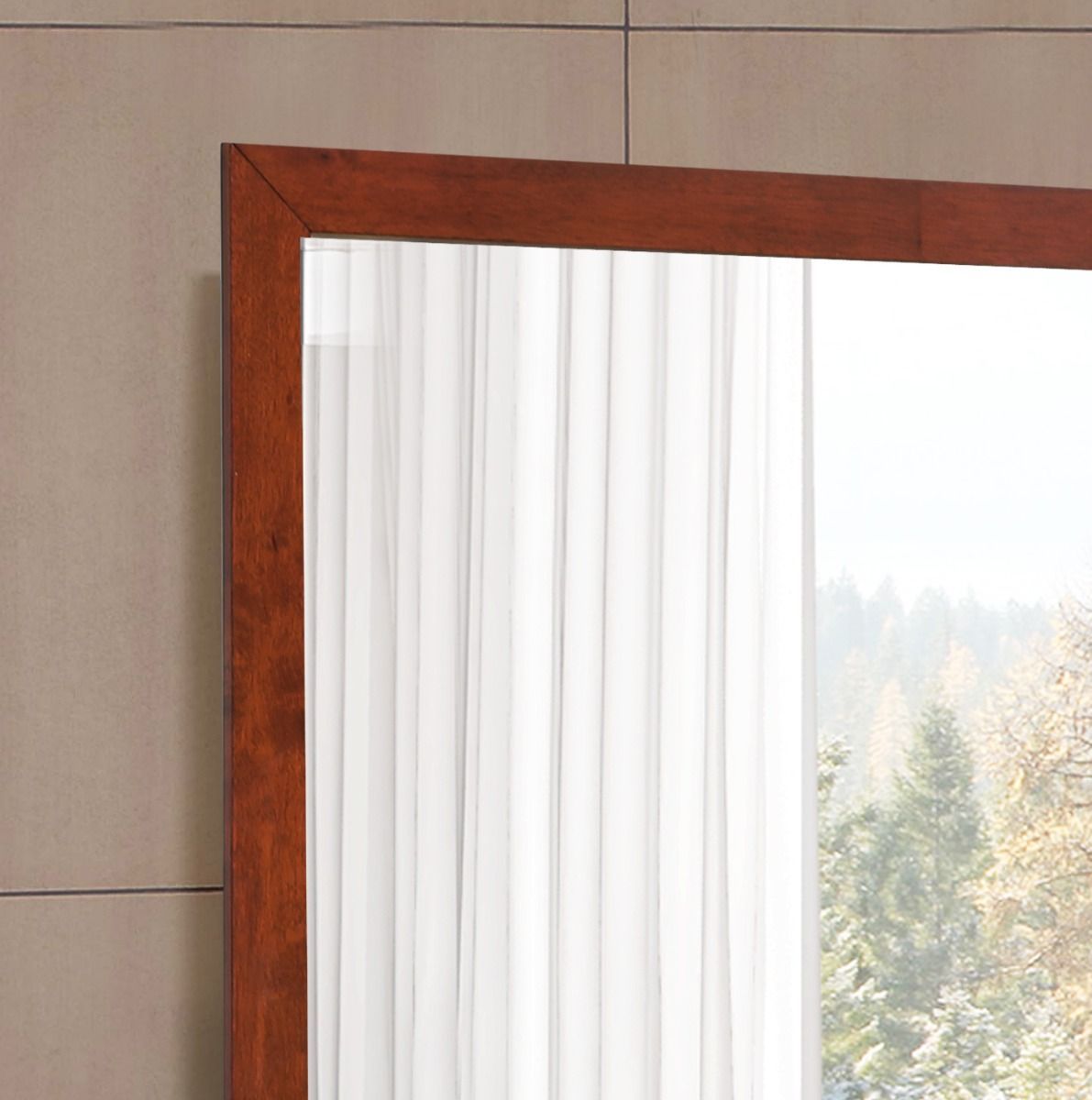 Burlington modern design wall mirror with wood frame in dark red finish by HouseOfZazla on Tampa Home & Garden Store