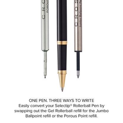 A.T. Cross Century II Classic Black Rollerball Pen with gold trim, three writing options on Tampa Home & Garden Store
