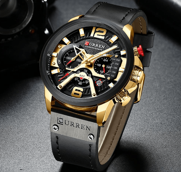 Luxury Men Sports Watch and Genuine Leather Band