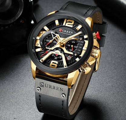Luxury Men Sports Watch and Genuine Leather Band