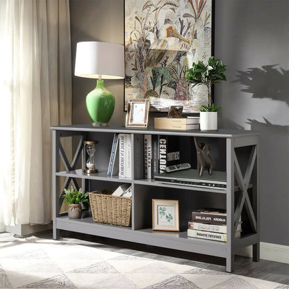 Wooden TV Stand for 55 TV with X Shaped Frame