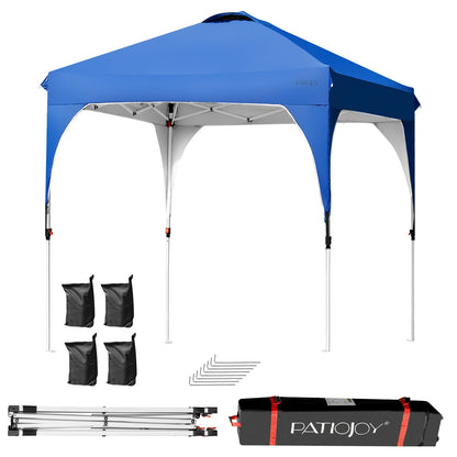6.6 x 6.6 Feet Outdoor Pop Up Height Adjustable Canopy Tent with Roller Bag-Blue