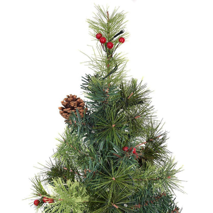 LED Christmas Tree with red berries and pine cones, green pine needles, artificial tree on Tampa Home & Garden Store