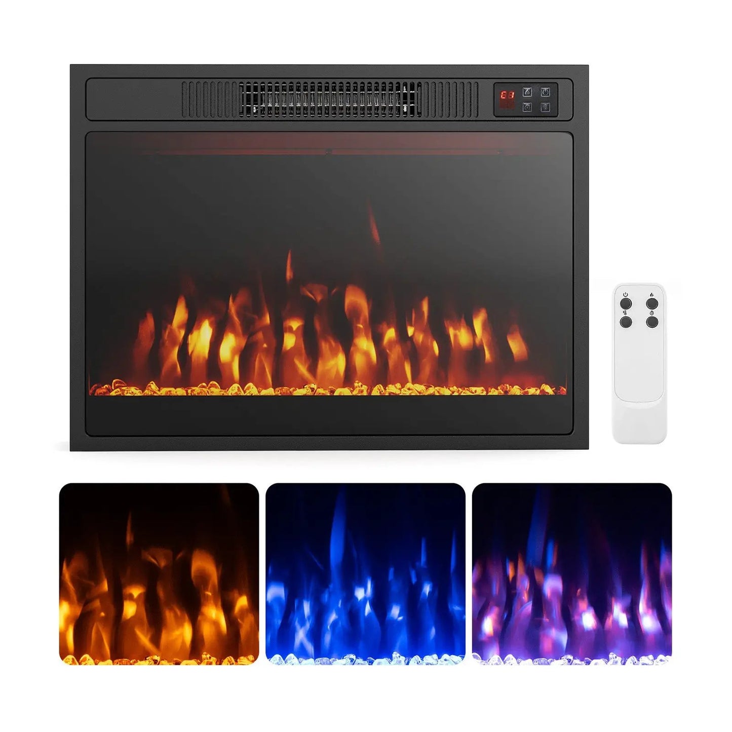 Electric Fireplace Heater with Flame Color
