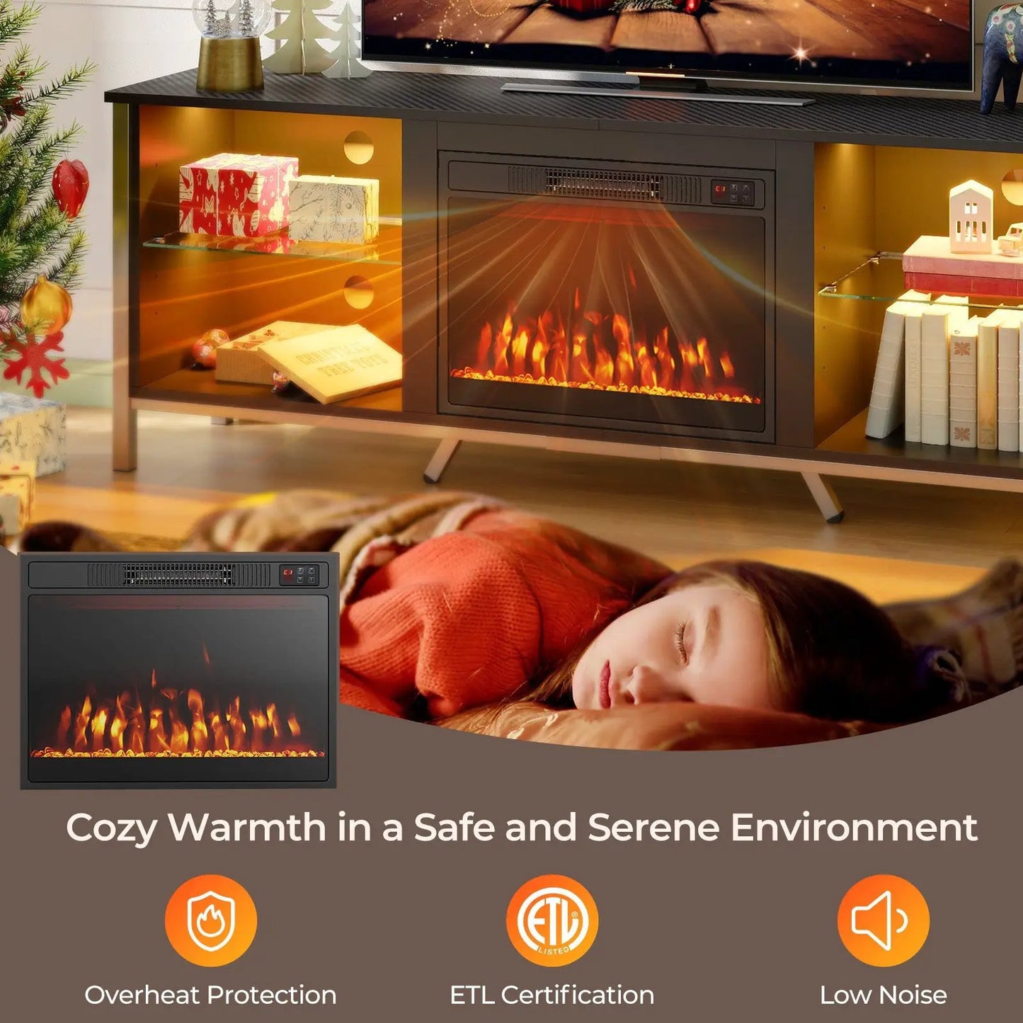 Electric Fireplace Heater with Flame Color
