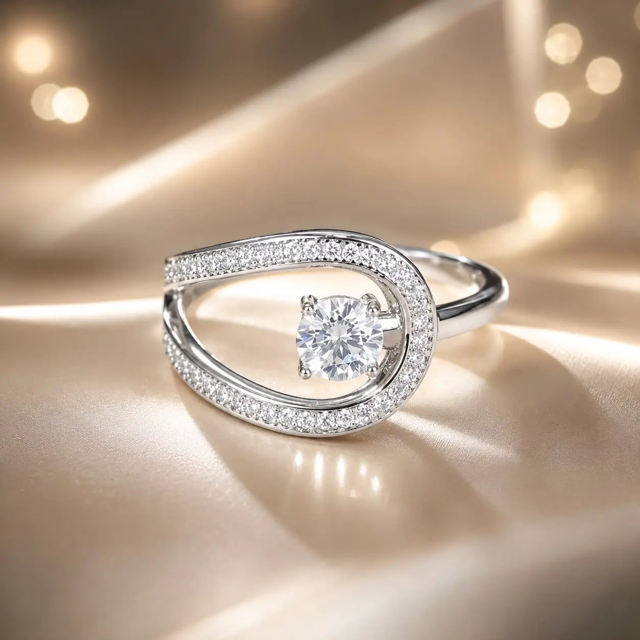 Sterling silver moissanite ring with 0.50ct center stone, pave band, size 6 on Tampa Home & Garden Store