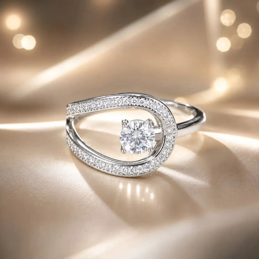Sterling silver moissanite ring with 0.50ct center stone, pave band, size 6 on Tampa Home & Garden Store