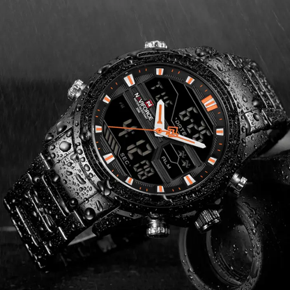 Mens Waterproof Analog Digital Watch Stainless