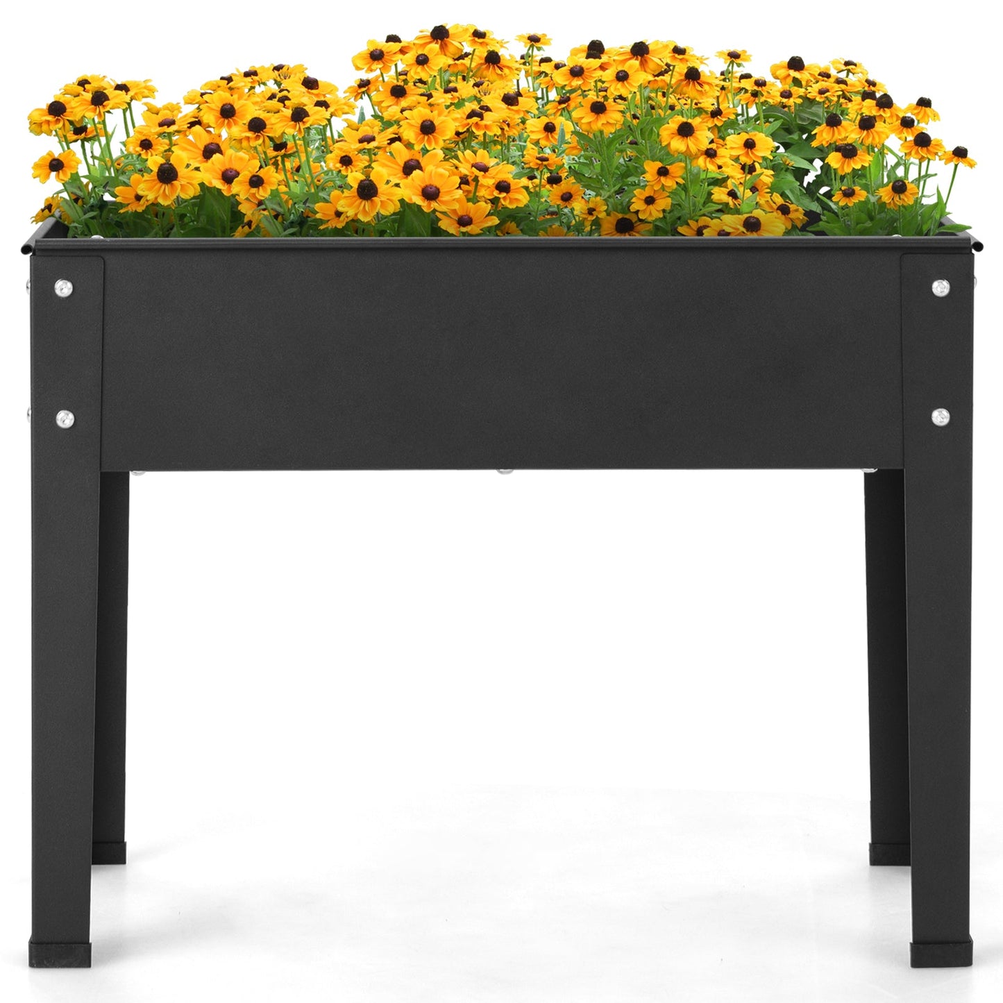 Cama de jardín elevada de metal con patas y orificio de drenaje para flores y verduras - 24 x 11 x 18 pulgadas