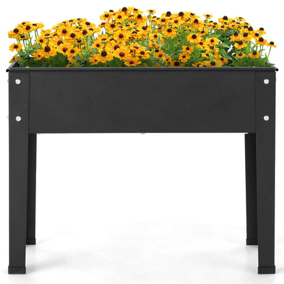 Cama de jardín elevada de metal con patas y orificio de drenaje para flores y verduras - 24 x 11 x 18 pulgadas