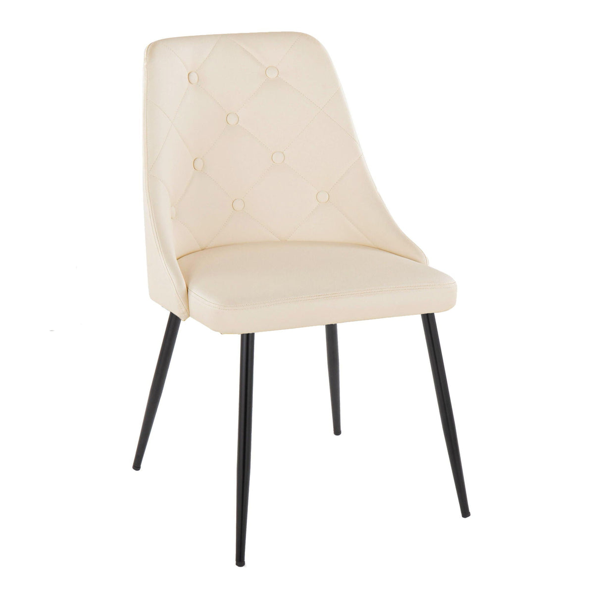 Giovanni dining chair, cream tufted upholstery with diamond stitching and black metal legs on Tampa Home & Garden Store