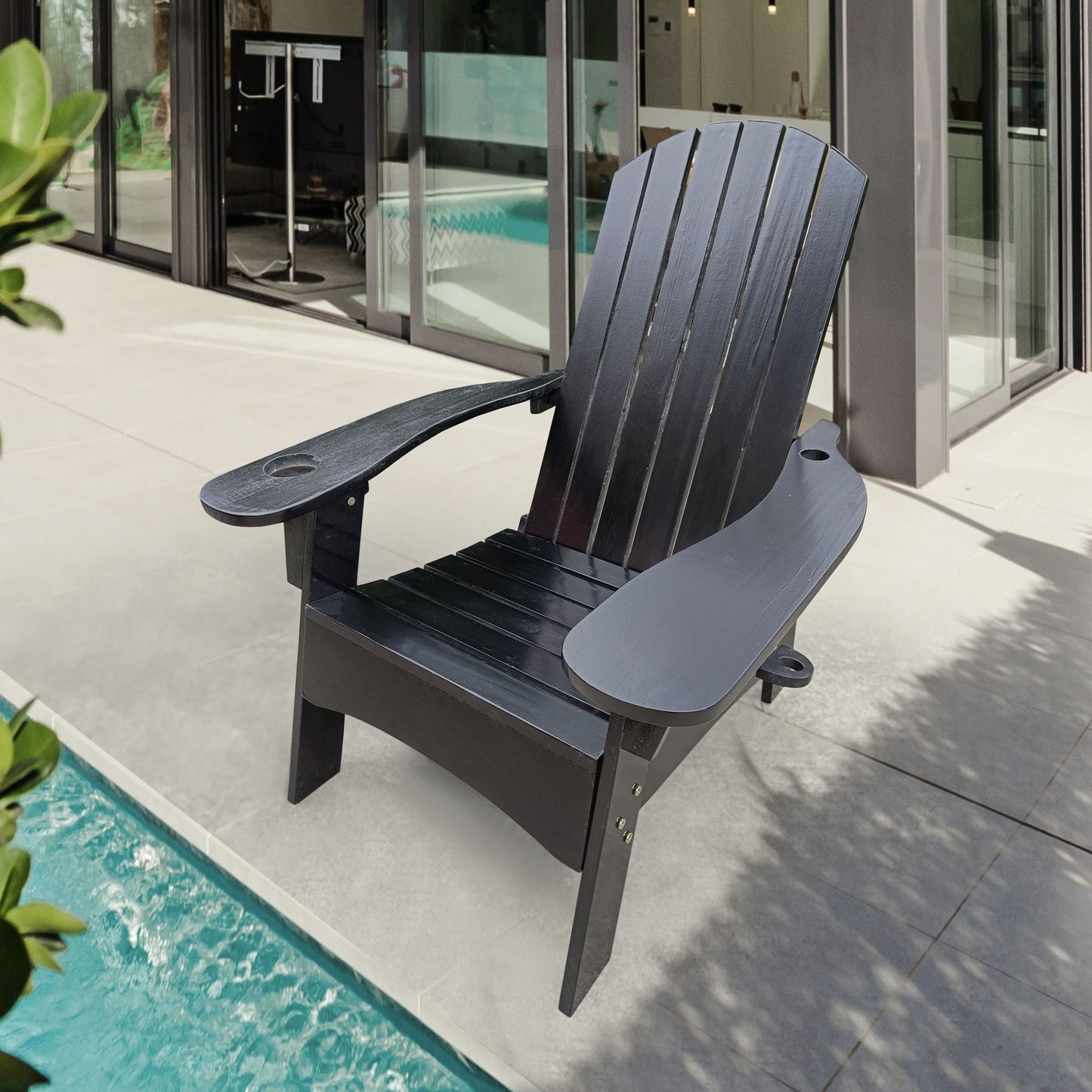 Outdoor Wood Adirondack Chair and Umbrella Hole