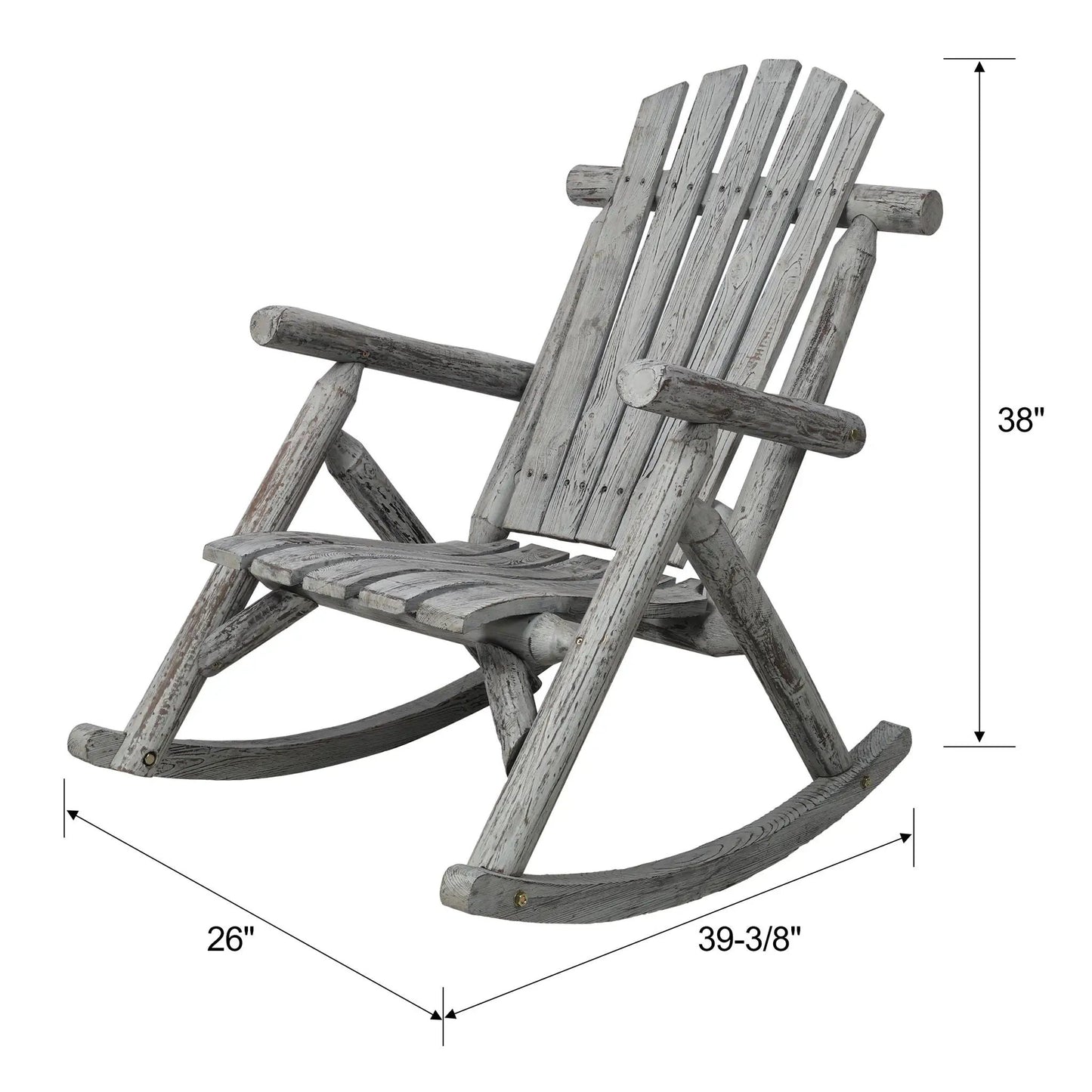 Rocking chair Fir log wooden porch rocker by Unique Piece Furniture, weathered finish on Tampa Home & Garden Store