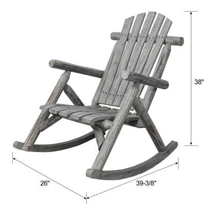 Rocking chair Fir log wooden porch rocker by Unique Piece Furniture, weathered finish on Tampa Home & Garden Store