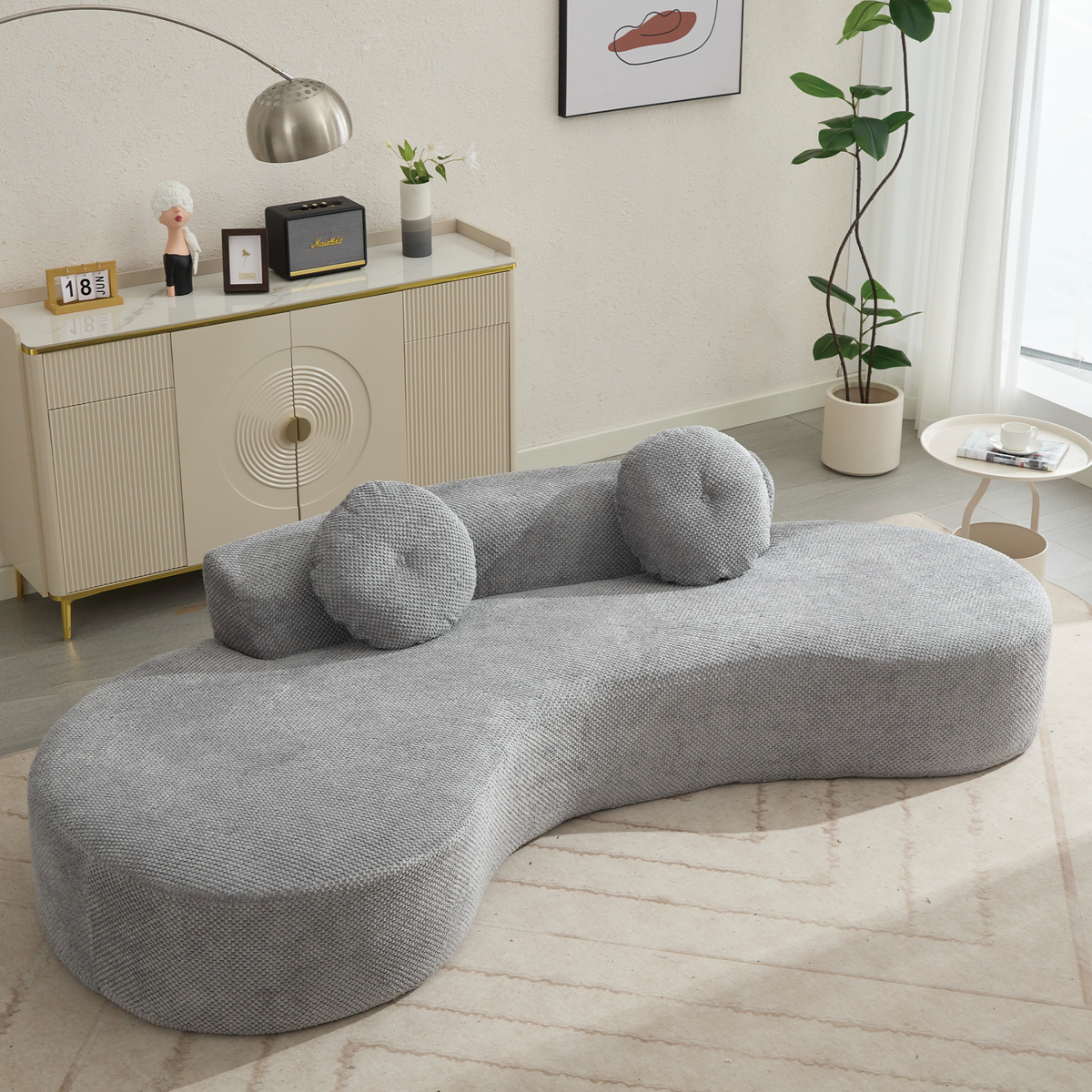 Modern Minimalist Curved Sofa for a Living Room