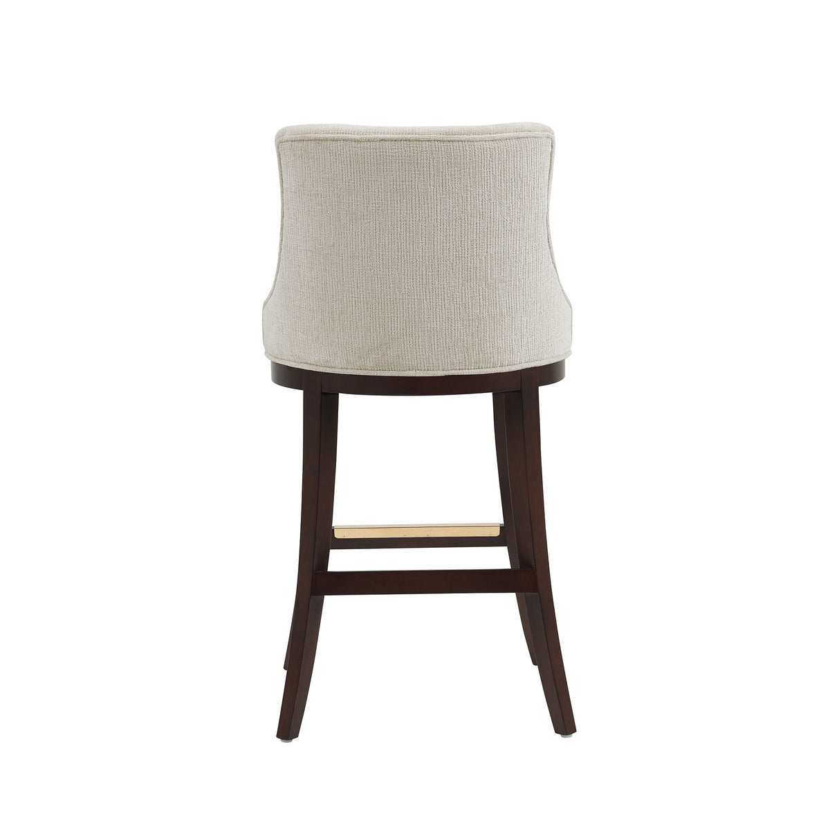 Bar height barstool with backrest beige fabric, dark wood legs, gold footrest, HouseOfZazla on Tampa Home & Garden Store