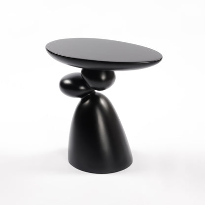 Lucky Stone Shaped End Table by HouseOfZazla with sculptural pedestal base and black top on Tampa Home & Garden Store