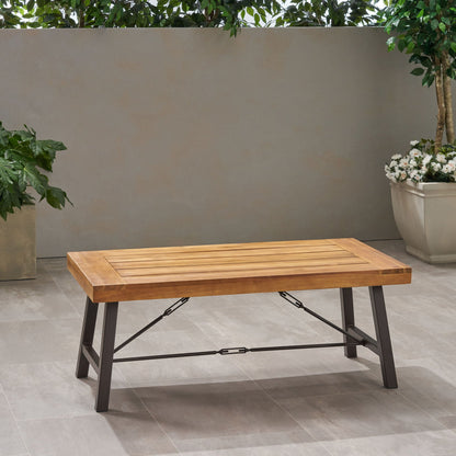 Modern Outdoor Acacia And Metal Coffee Table