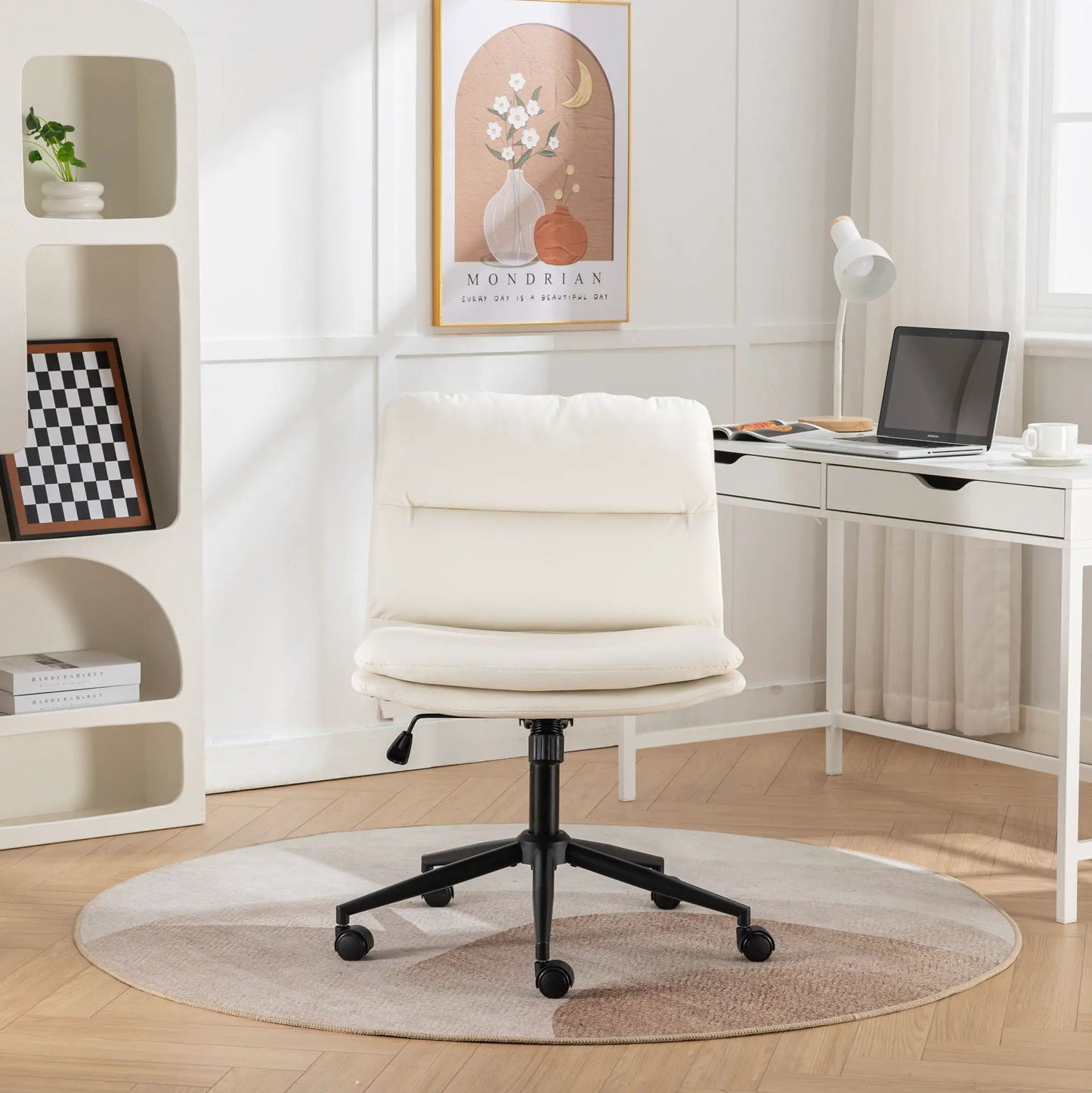 Bizerte adjustable swivel criss-cross chair white wide seat office by Unique Piece Furniture on Tampa Home & Garden Store