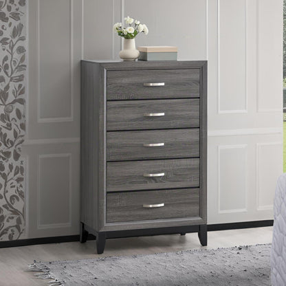 5 Drawer With Dovetail Chest In Gray And White accent chest by HouseOfZazla with vase decor on Tampa Home & Garden Store