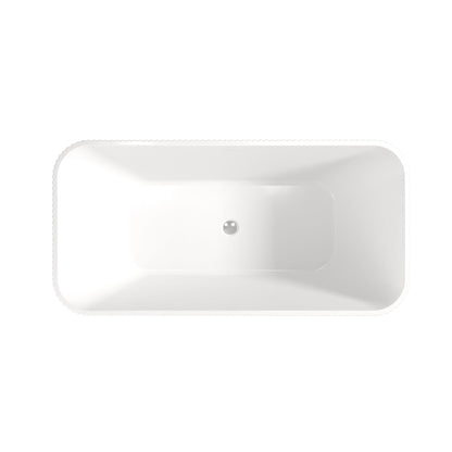 Linear Freestanding Soaker Tub gloss white finish with centered drain on Tampa Home & Garden Store