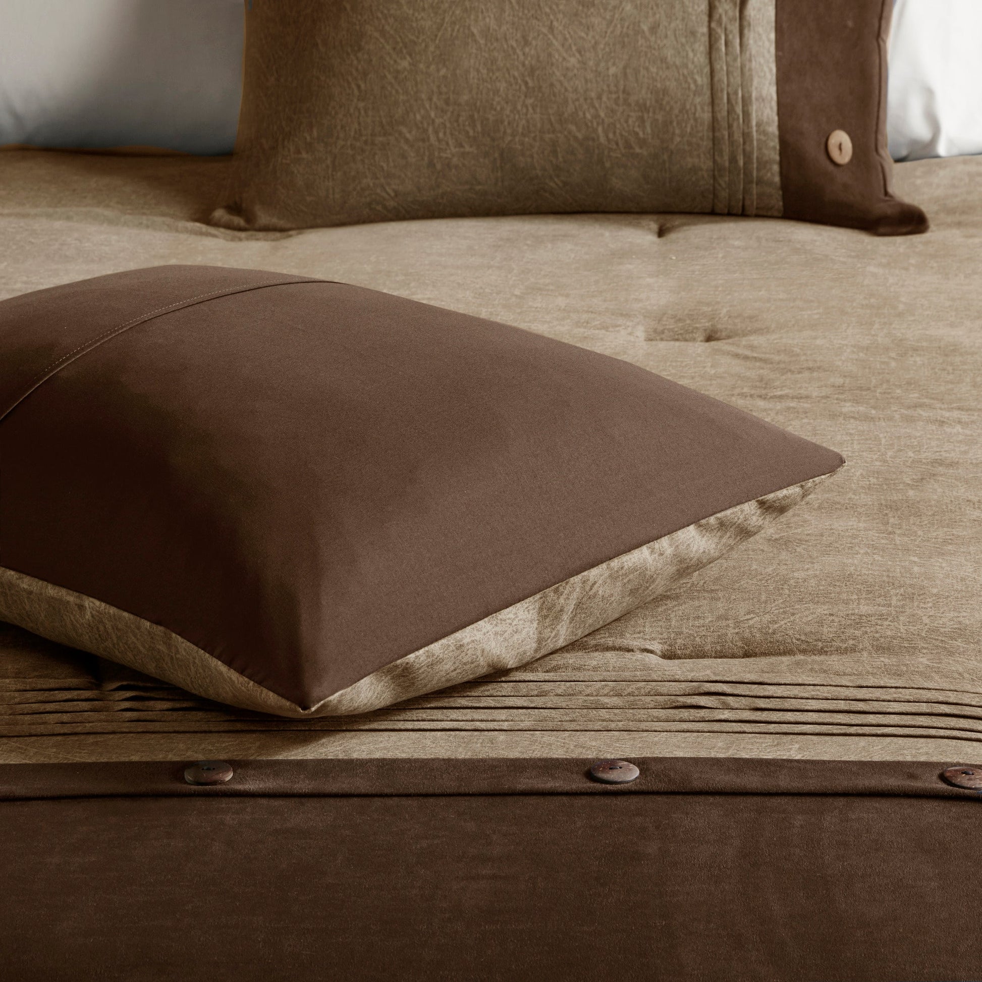 7 Piece Faux Suede Comforter Set Brown Queen by HouseOfZazla, Quilts & Comforters on Tampa Home & Garden Store