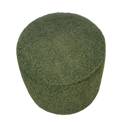 Round storage ottoman in dark green boucle fabric with built-in storage HouseOfZazla on Tampa Home & Garden Store