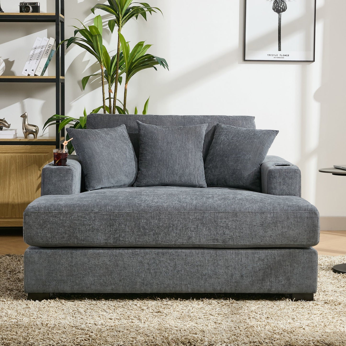 Modern Oversized Chaise Lounger and Pillow
