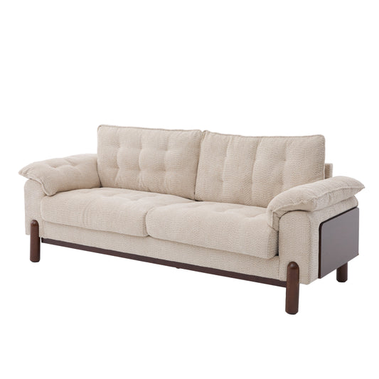 83.5 in 3 Seater Modern Boucle Upholstered Sofa, beige boucle, wooden legs HouseOfZazla on Tampa Home & Garden Store