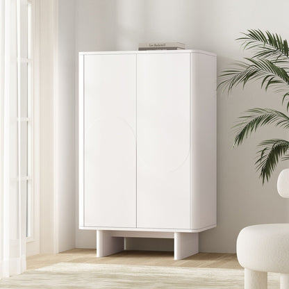 Accent cabinet white finish with soft-close doors and adjustable shelves, two-door design on Tampa Home & Garden Store
