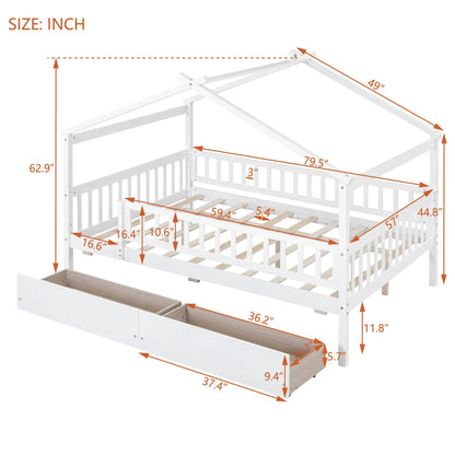 White house-shaped storage bed with two under-bed drawers by Unique Piece Furniture on Tampa Home & Garden Store
