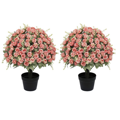 Indoor and Outdoor Silk Rose in a Cement Pot