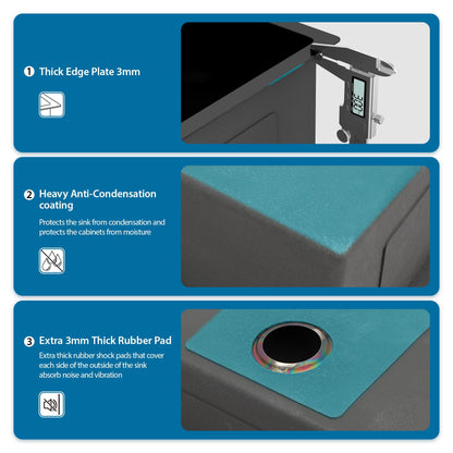 Undermount Single Bowl Kitchen Sink 16 Gauge