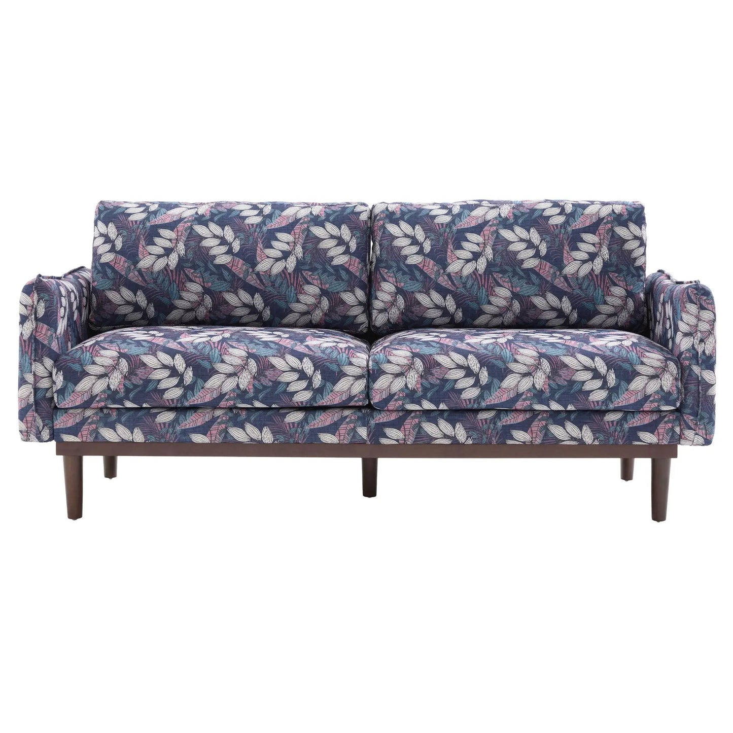 2 Seater Loveseat by Unique Piece Furniture in navy leaf print with wooden legs stationary on Tampa Home & Garden Store