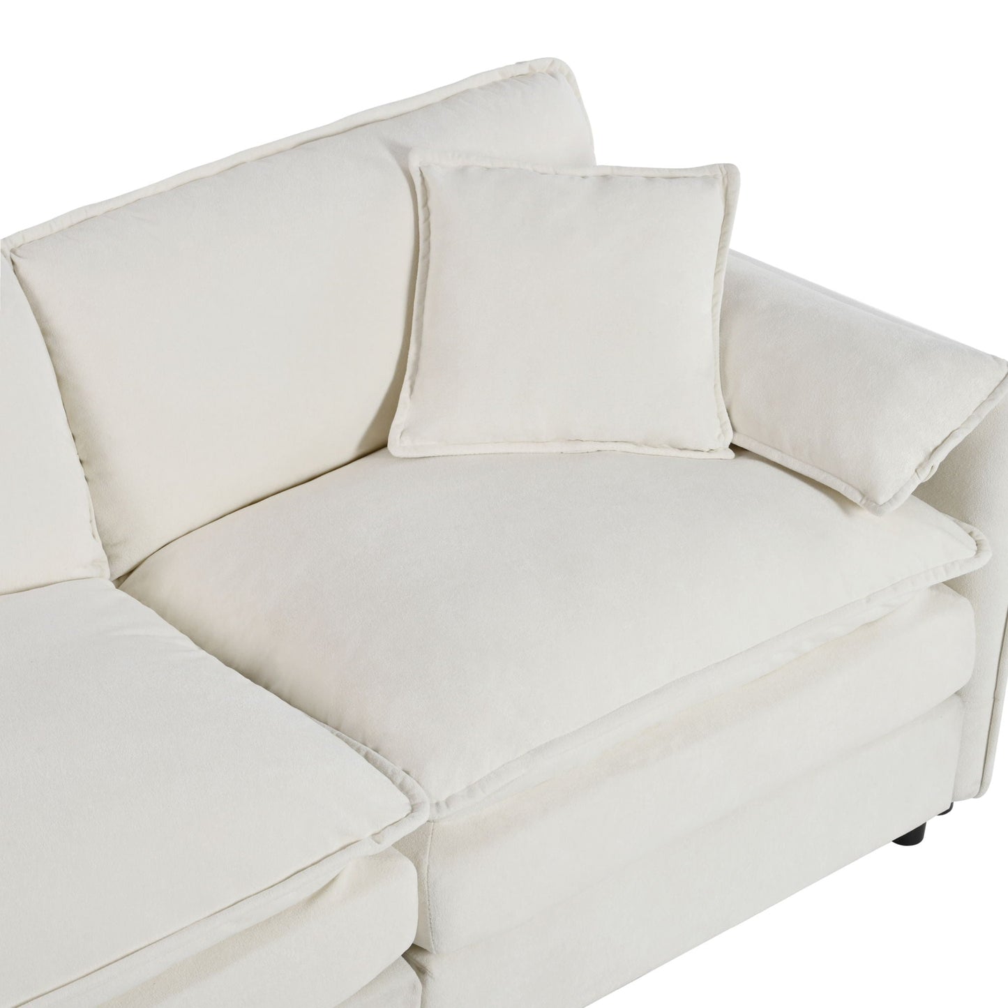 HouseOfZazla modern comfy deep-seat modular sectional sofa cloud couch cream fabric cushions on Tampa Home & Garden Store