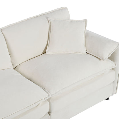 HouseOfZazla modern comfy deep-seat modular sectional sofa cloud couch cream fabric cushions on Tampa Home & Garden Store