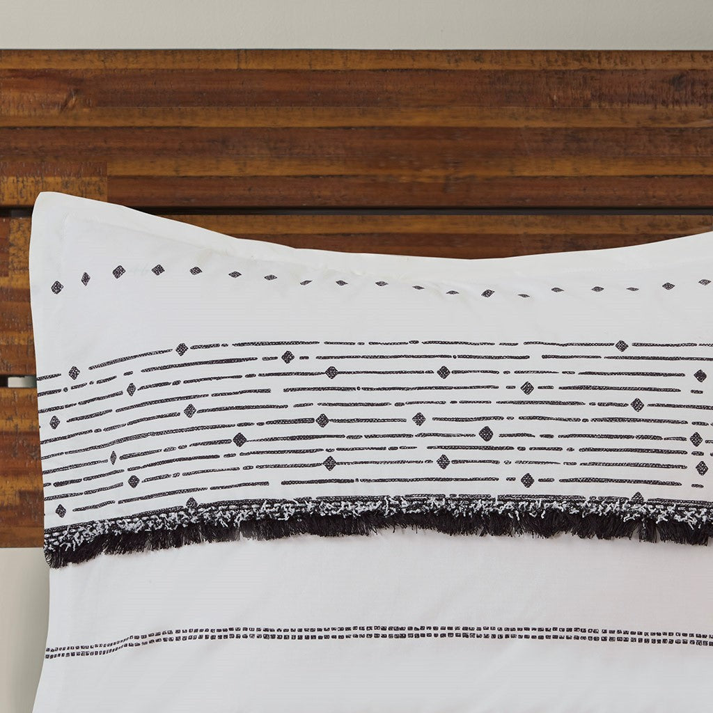 Cotton Printed Comforter Set with Black and White