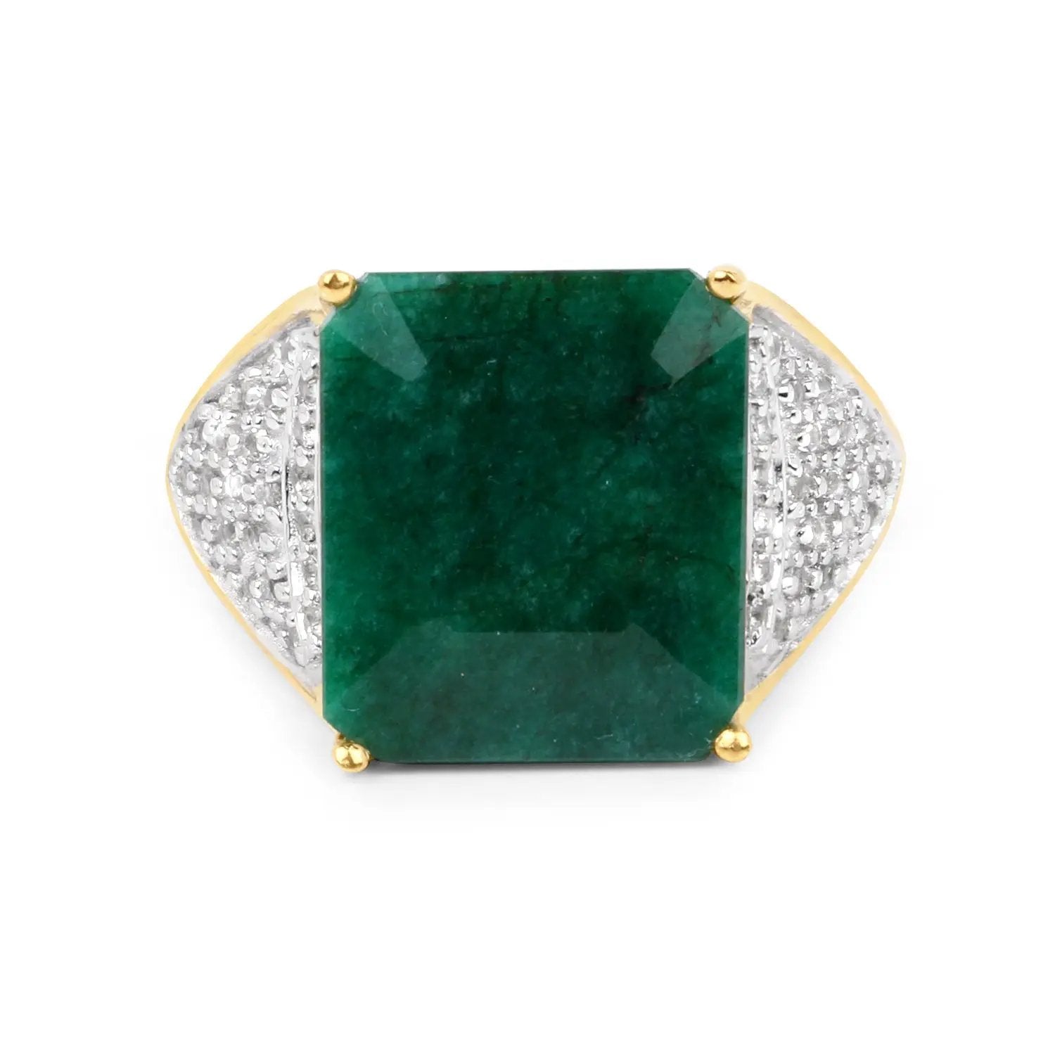 8.70ct dyed emerald and white topaz ring in .925 sterling silver with pave side panels on Tampa Home & Garden Store