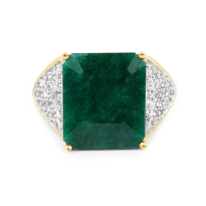 8.70ct dyed emerald and white topaz ring in .925 sterling silver with pave side panels on Tampa Home & Garden Store