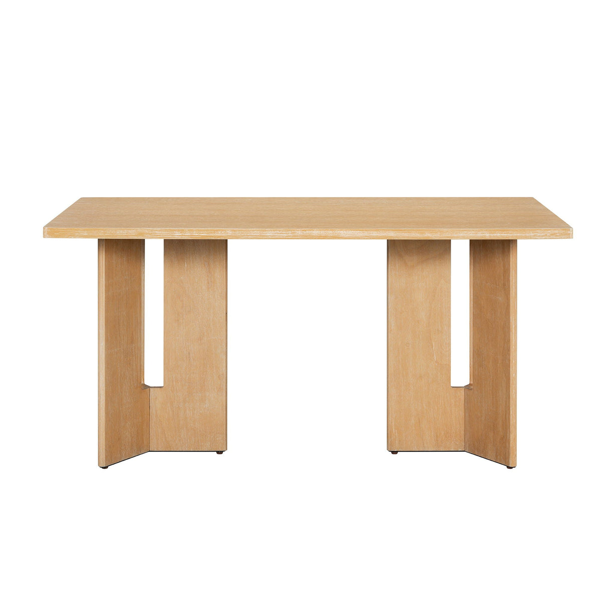 Dining table in light oak finish with chunky rectangular legs on Tampa Home & Garden Store