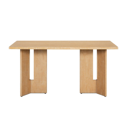 Dining table in light oak finish with chunky rectangular legs on Tampa Home & Garden Store