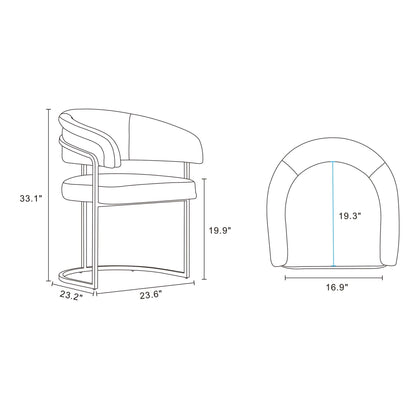 Geometric Base Dining Chair with vegan upholstery in white or gray, HouseOfZazla arm chair on Tampa Home & Garden Store