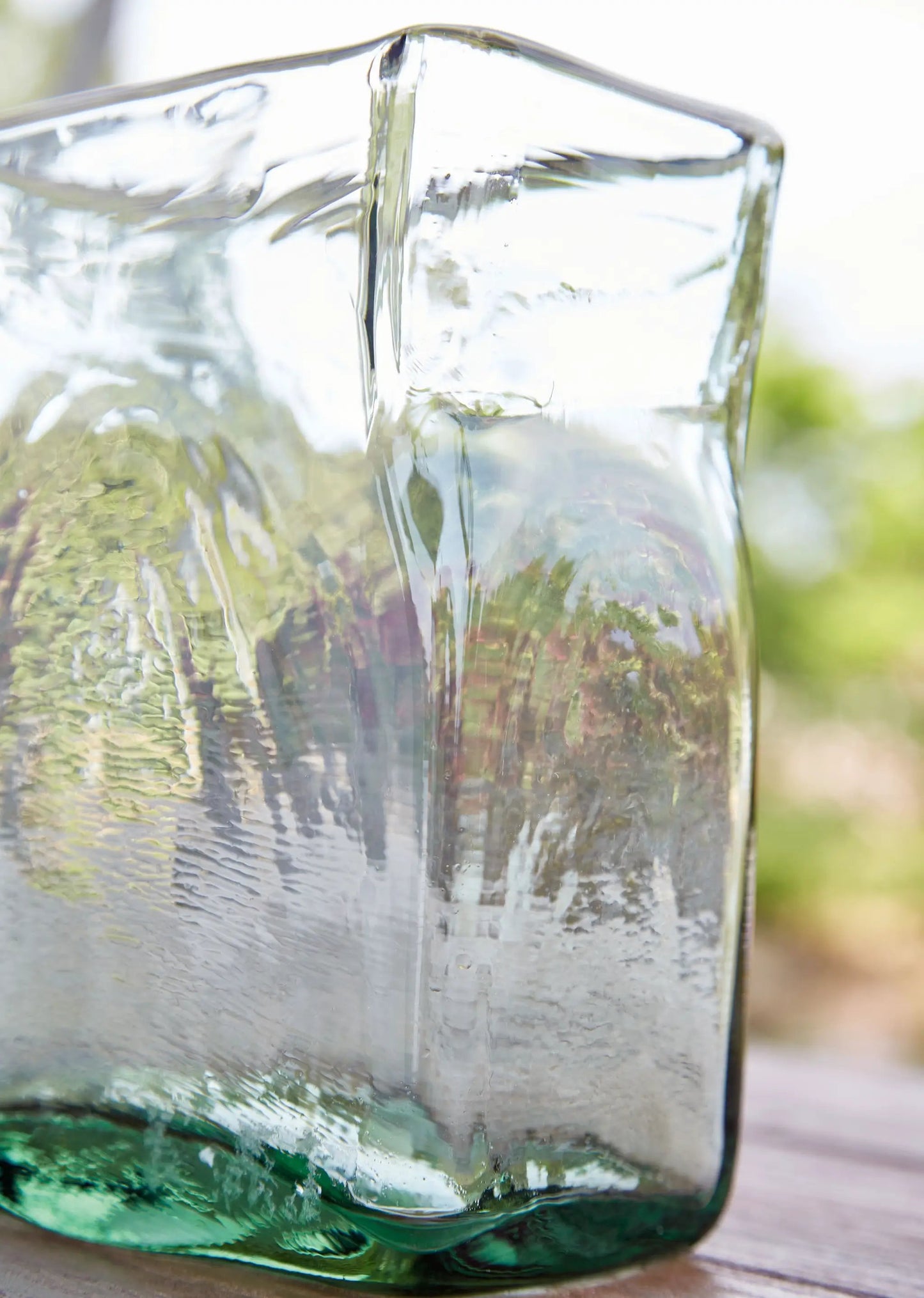 Taylow vase clear glass with textured surface and green base Unique Piece Furniture on Tampa Home & Garden Store