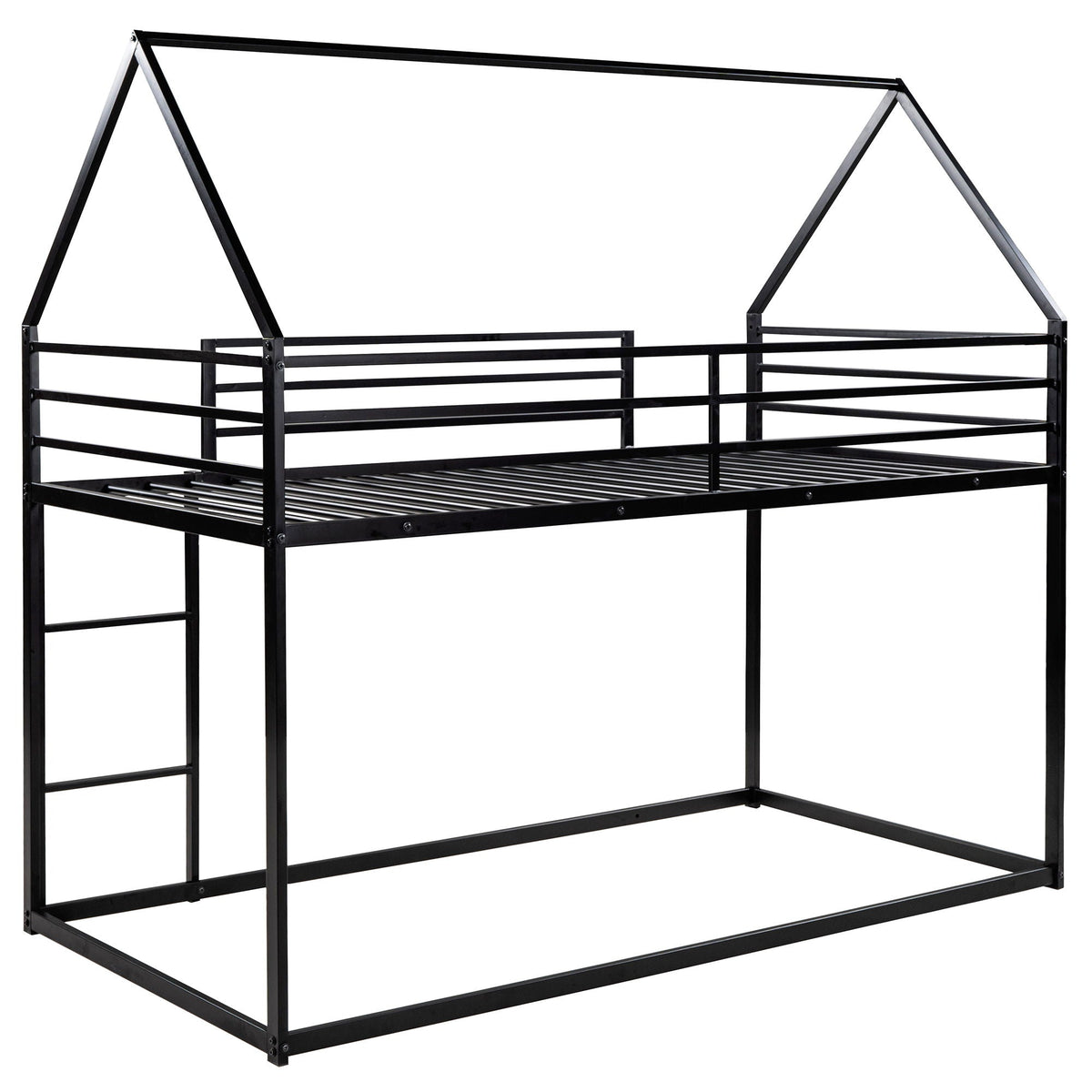 House Bunk Bed With Built In Ladder, black metal frame on Tampa Home & Garden Store