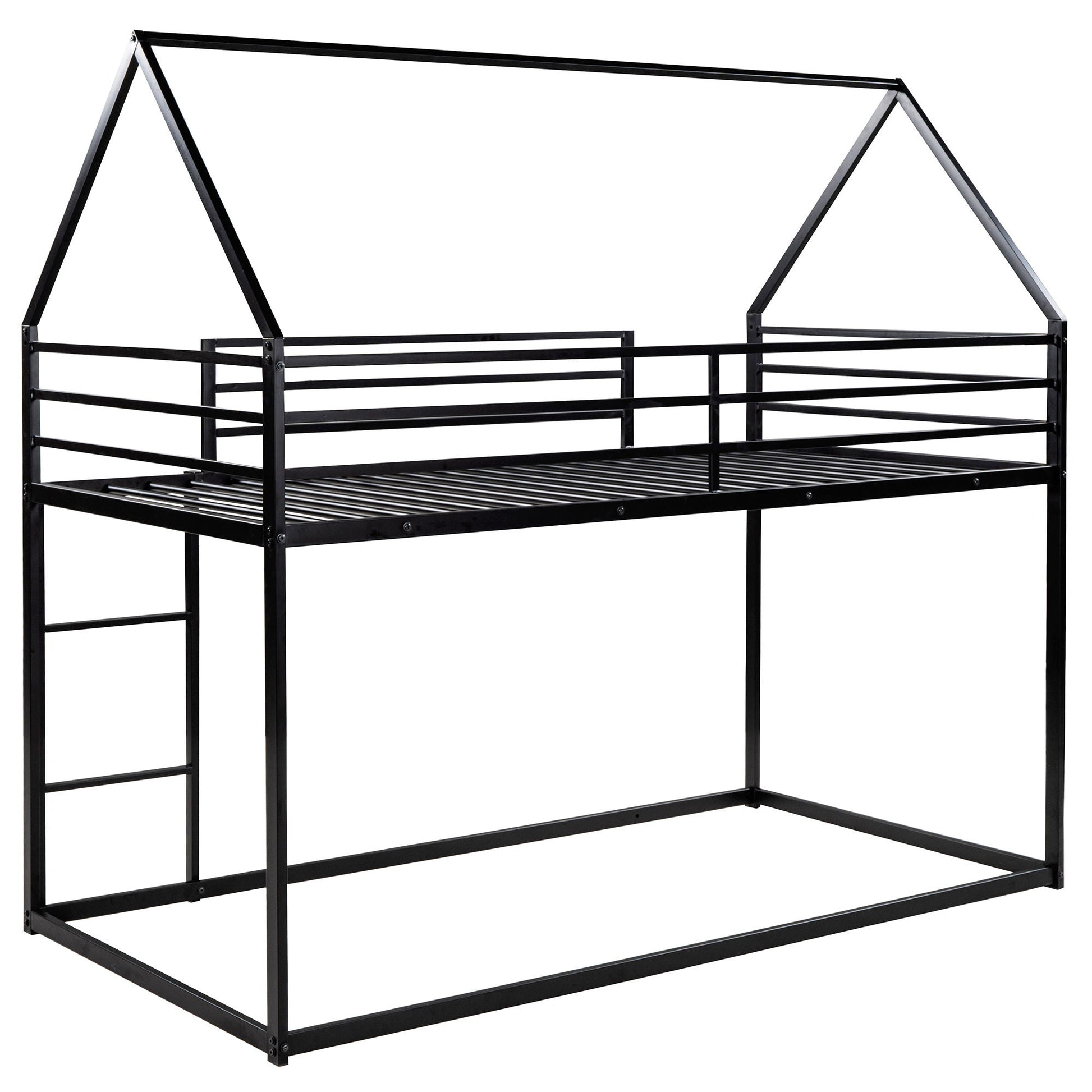 House Bunk Bed With Built In Ladder, black metal frame on Tampa Home & Garden Store