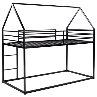 House Bunk Bed With Built In Ladder, black metal frame on Tampa Home & Garden Store