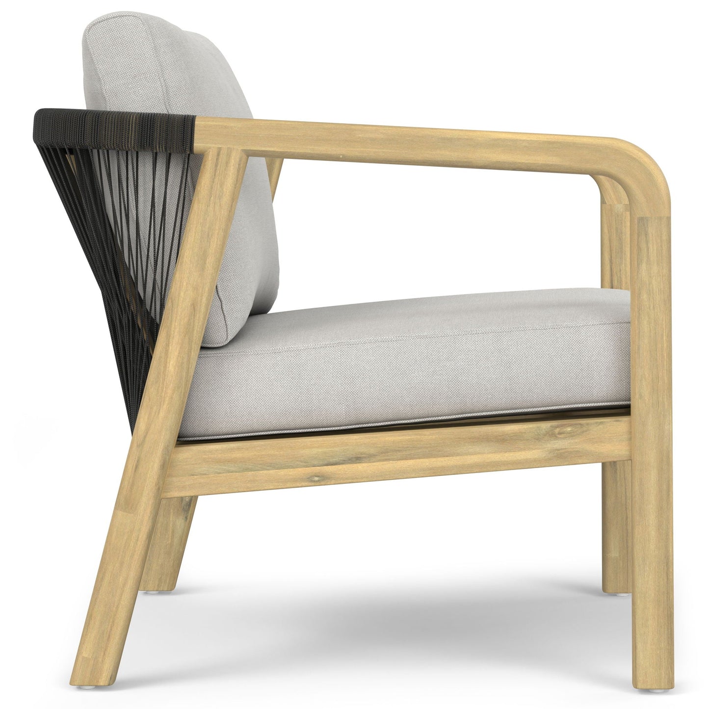 Palmetto outdoor chair set of 2 by HouseOfZazla, stone gray cushions and wood frame on Tampa Home & Garden Store